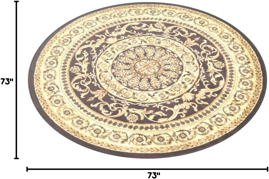 Brown and Ivory Round Rug - Image 2