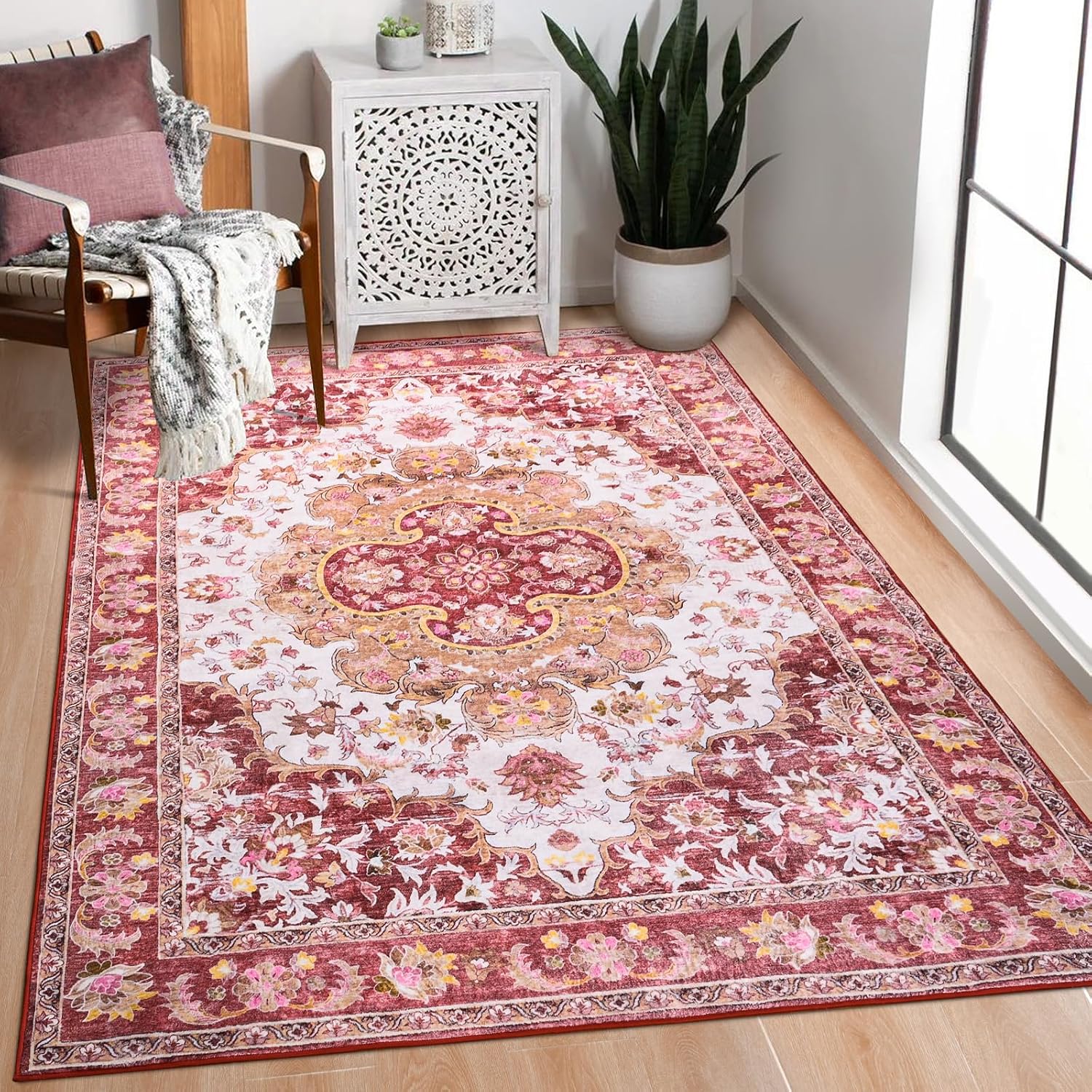 Red Floral Rug