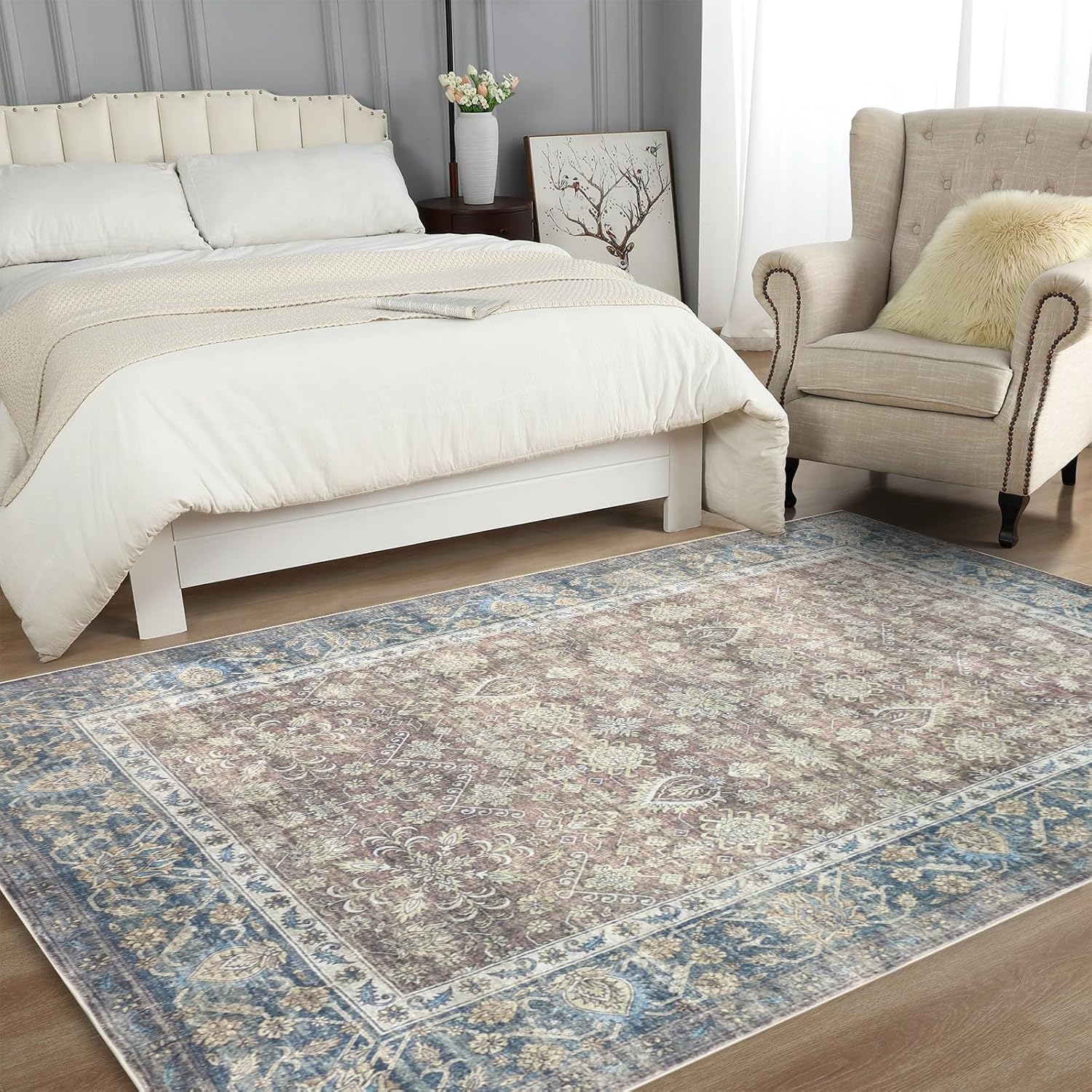 Brown and Blue Persian Rug - Image 2