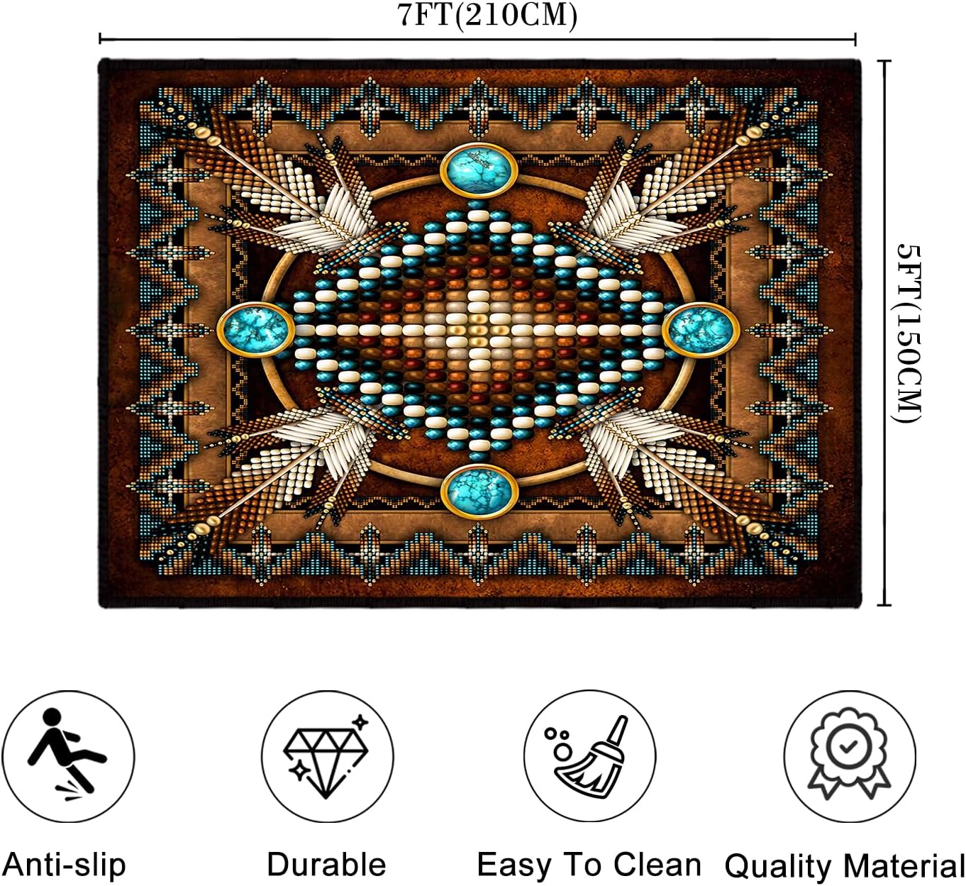 Ivory and Brown Tasseled Rug - Image 2