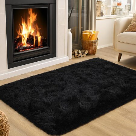 Washable Black Rug