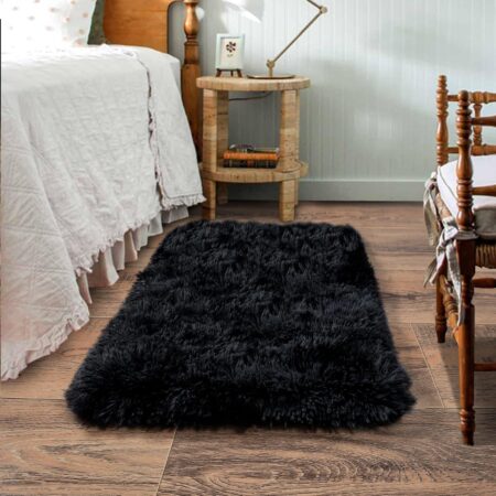 Black Short-Pile Rug