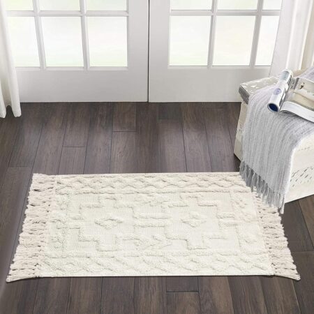 Beige Small Rug with Tassels
