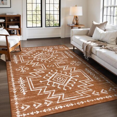 Burnt-Orange Western-Style Rug