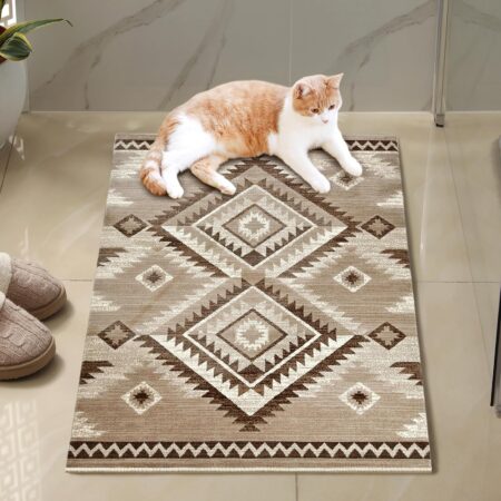 Mocha-Colored Tribal Small Rug