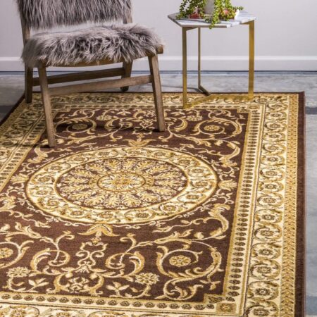 Brown and Ivory Patterned Rug