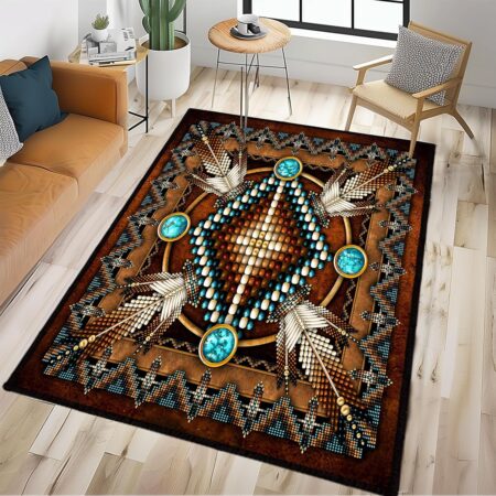 Ivory and Brown Tasseled Rug