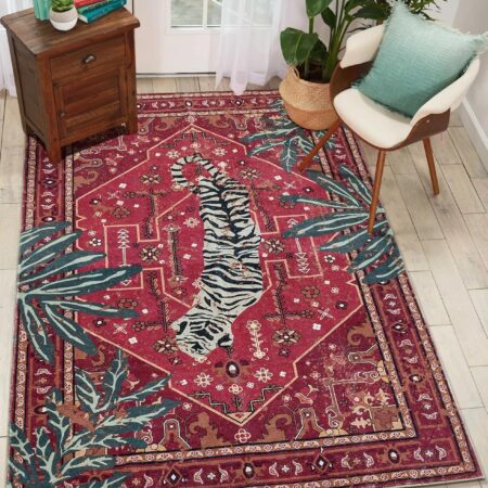 Burgundy Tribal-Style Rug