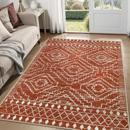 Red Southwestern Square Rug
