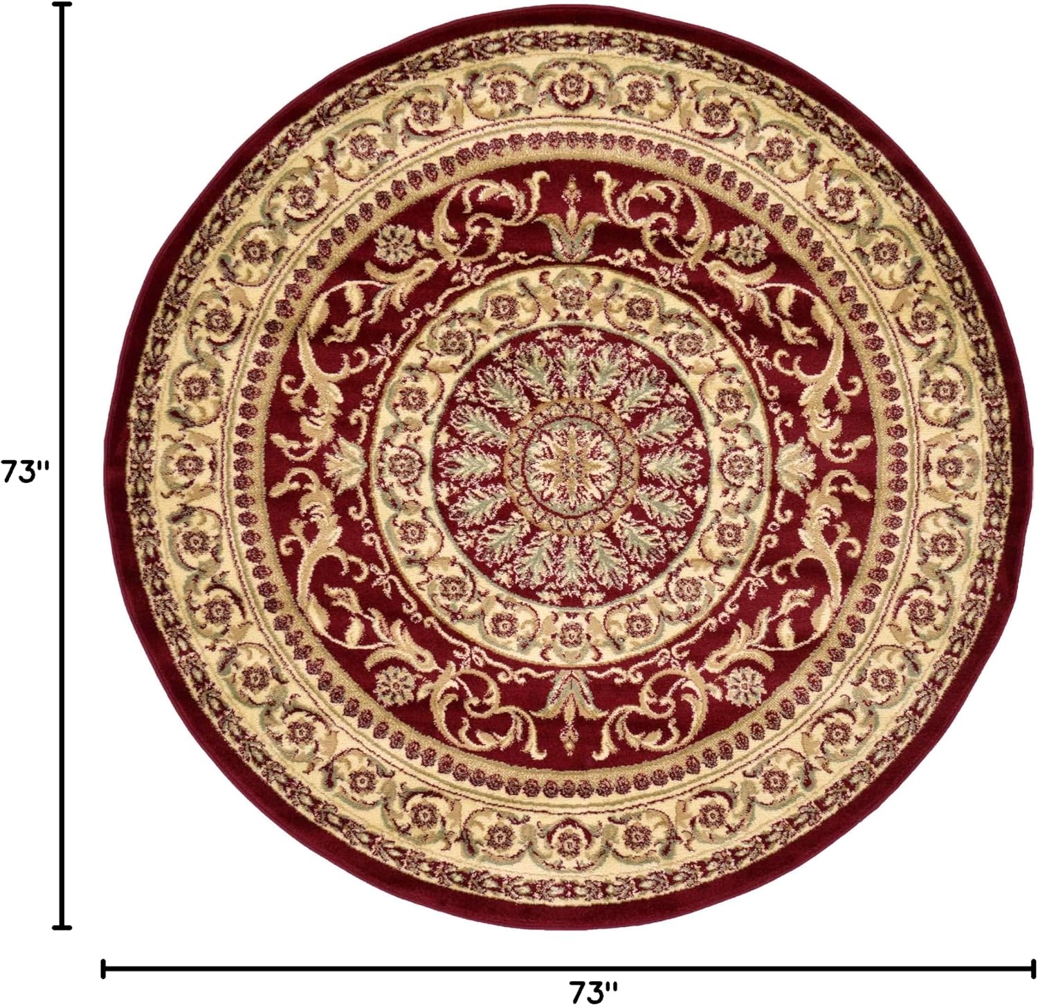 Burgundy and Ivory Round Rug - Image 2