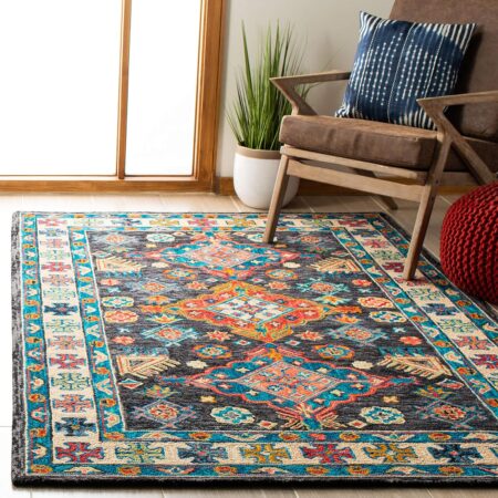 Charcoal-Blue Handcrafted Wool Rug