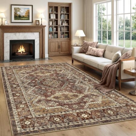 Rust-Colored Vintage Tribal Rug