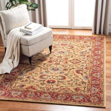 Beige and Red Oriental Rug