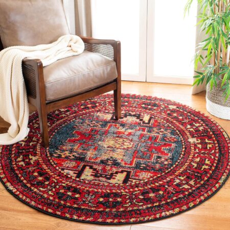 Red Round Persian Rug