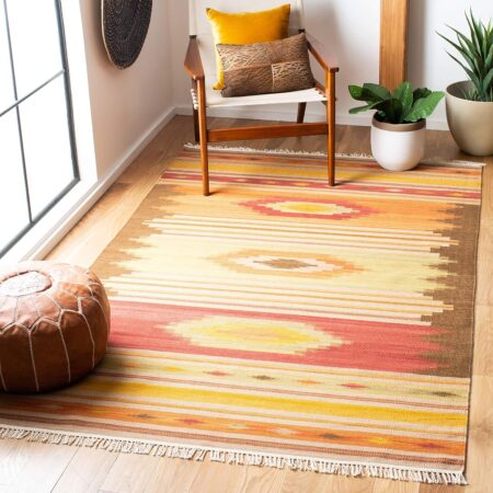 Brown and Multicolored Southwestern Wool Rug