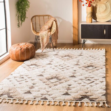Decorative Rug with Long Pile and Tassels