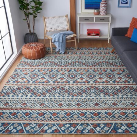 Pink and Orange Handcrafted Wool Rug