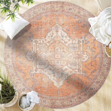Burnt Orange Round Rug